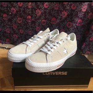 Converse One Star Pro White Suede Egret Lunarlon